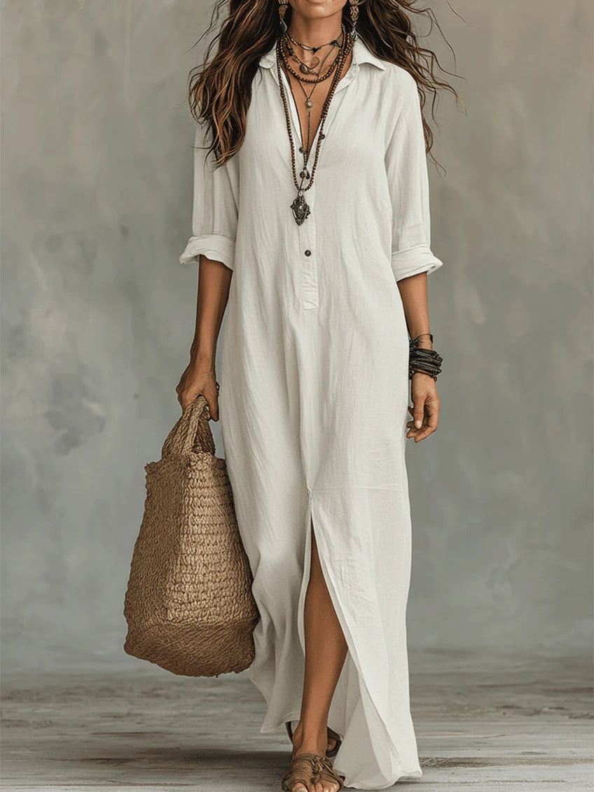 Soline | Maxi Black Dress with Buttons