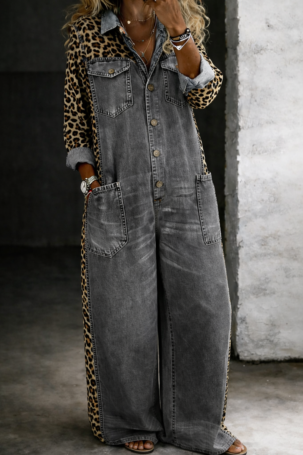 Amanda | Long-sleeve denim jumpsuit