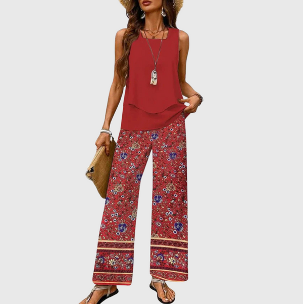 Ovelynra | Sleeveless Top & Wide-Leg Trousers Set