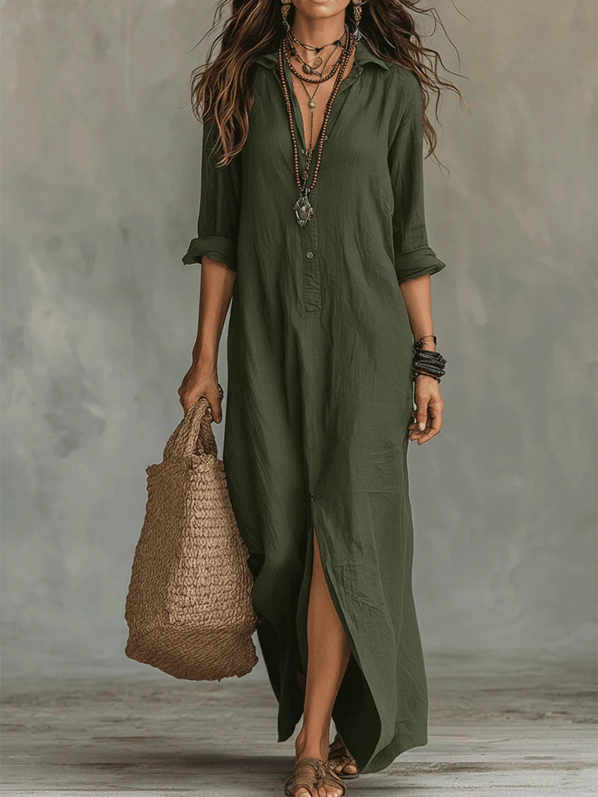 Soline | Maxi Black Dress with Buttons