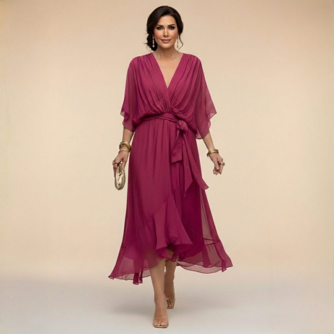 Serena | V-Neck Dress with Ethereal Elegance