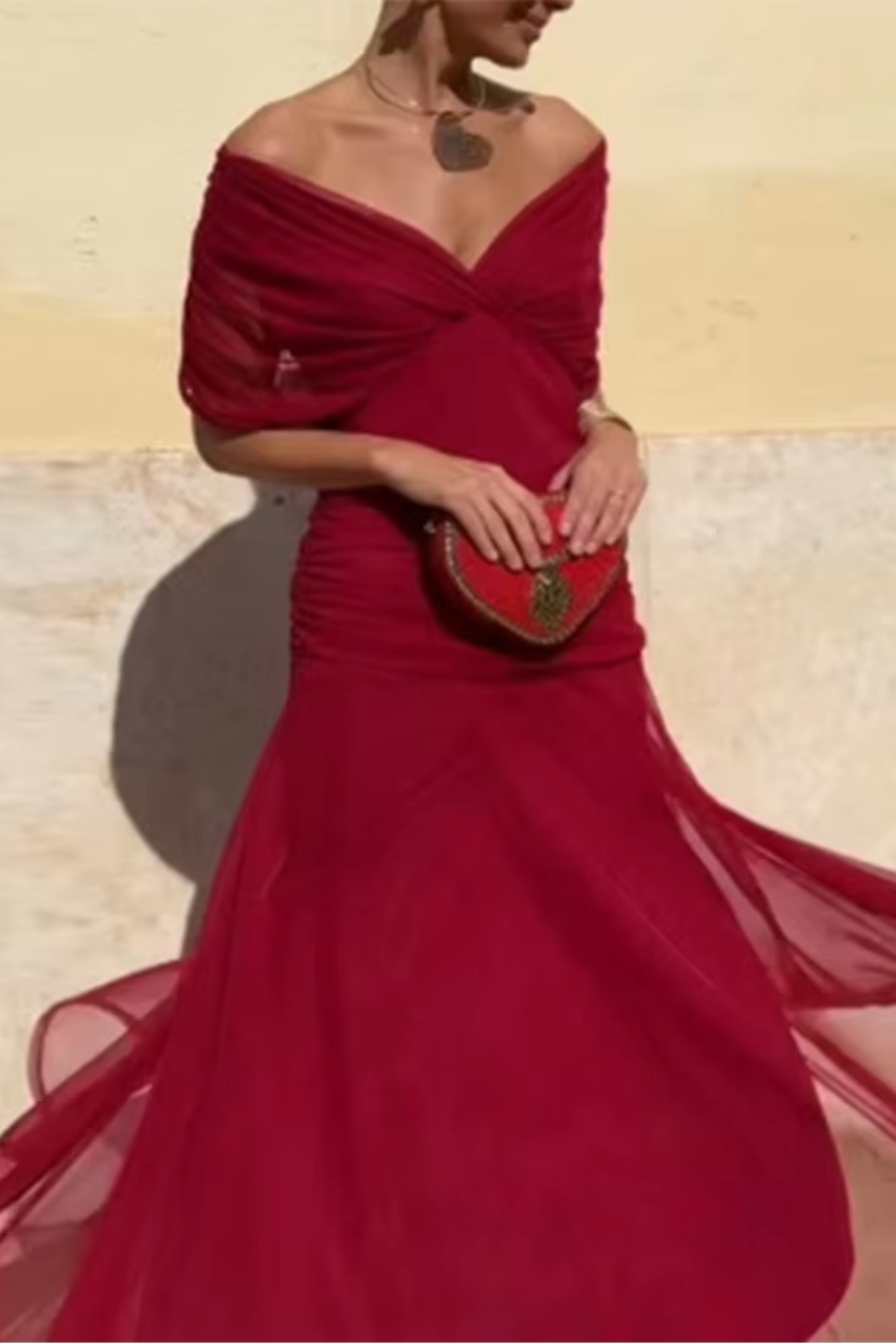 Louise™ Lange Ceremonie Jurk Elegante met V-Hals