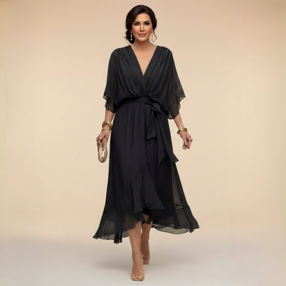 Serena | V-Neck Dress with Ethereal Elegance