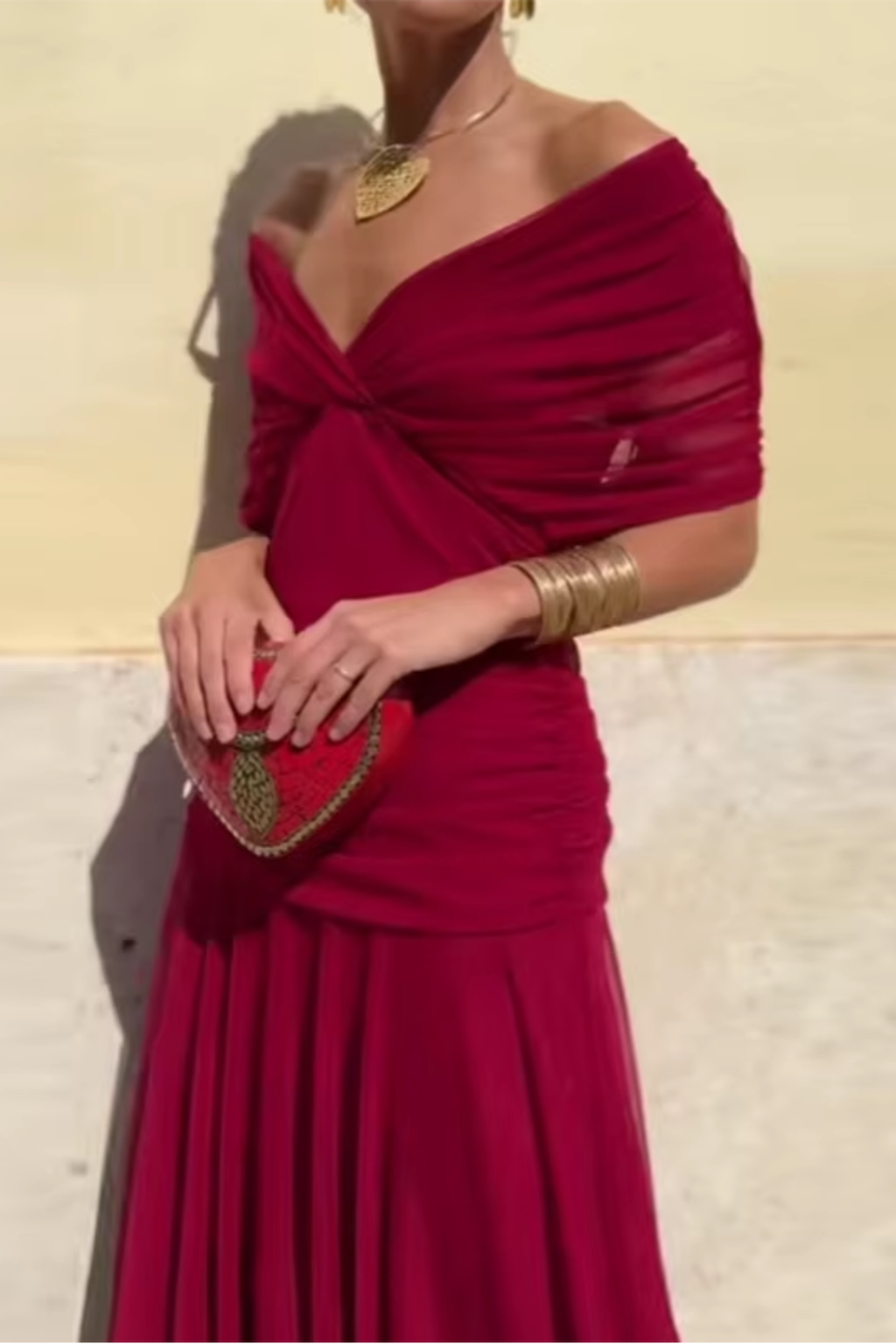 Louise™ Lange Ceremonie Jurk Elegante met V-Hals