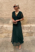 Louise™ Lange Ceremonie Jurk Elegante met V-Hals