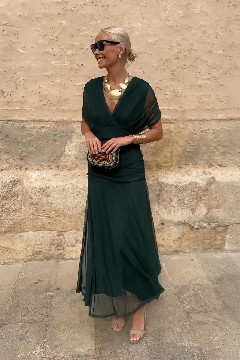 Louise Elegant Long Ceremony Dress with V-Neck