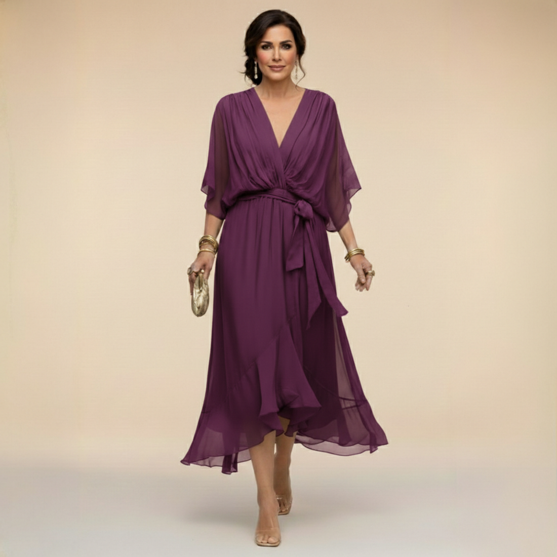 Serena | V-Neck Dress with Ethereal Elegance