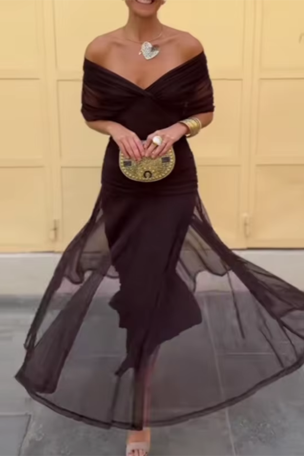 Louise™ Lange Ceremonie Jurk Elegante met V-Hals