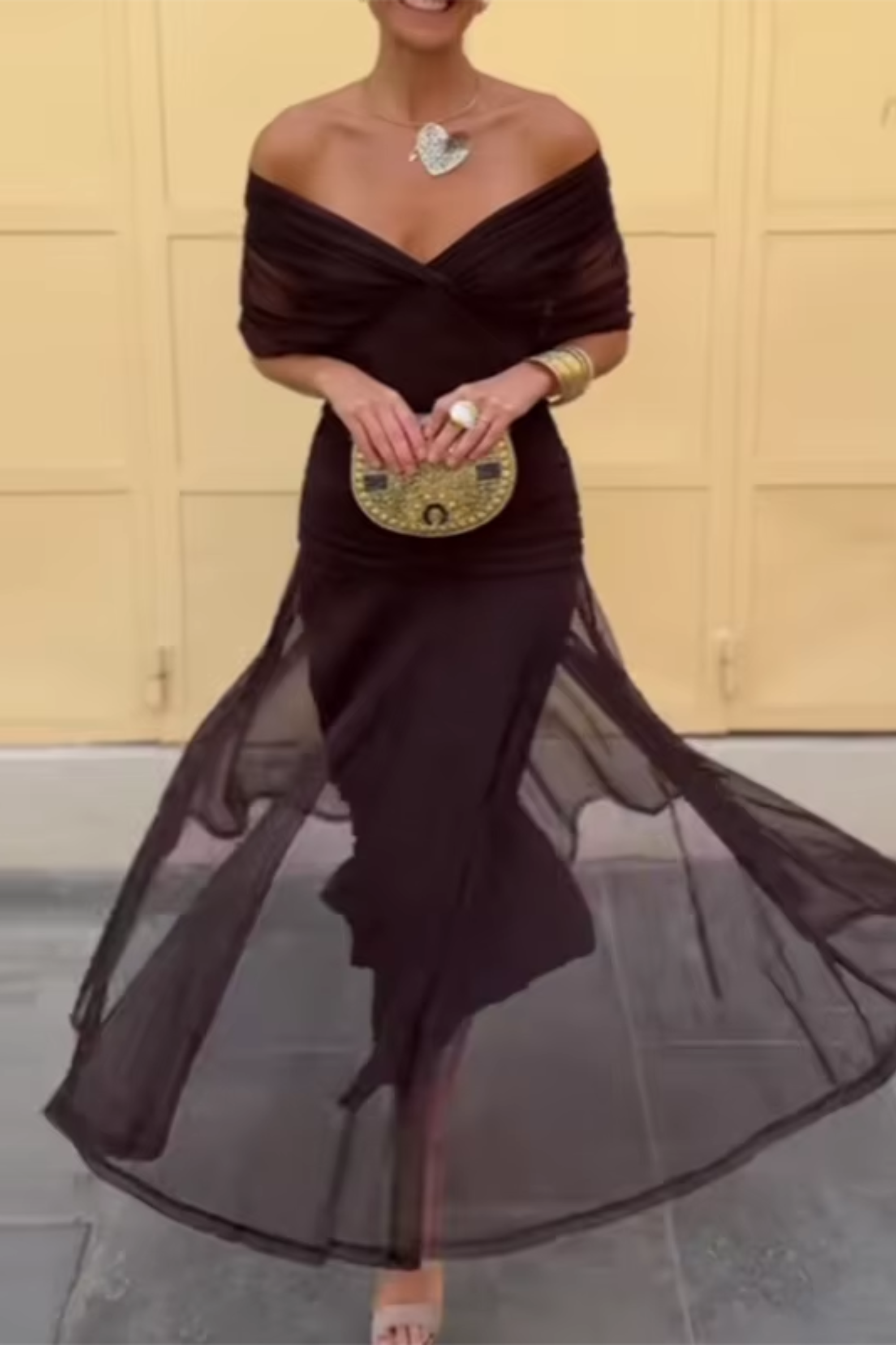 Louise™ Lange Ceremonie Jurk Elegante met V-Hals