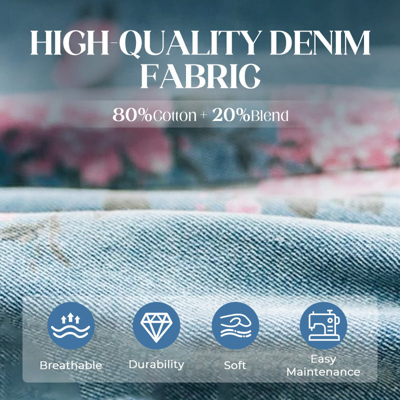 🌸2025 New Fashion🌸 Vintage Floral Printed Denim Jumpsuit