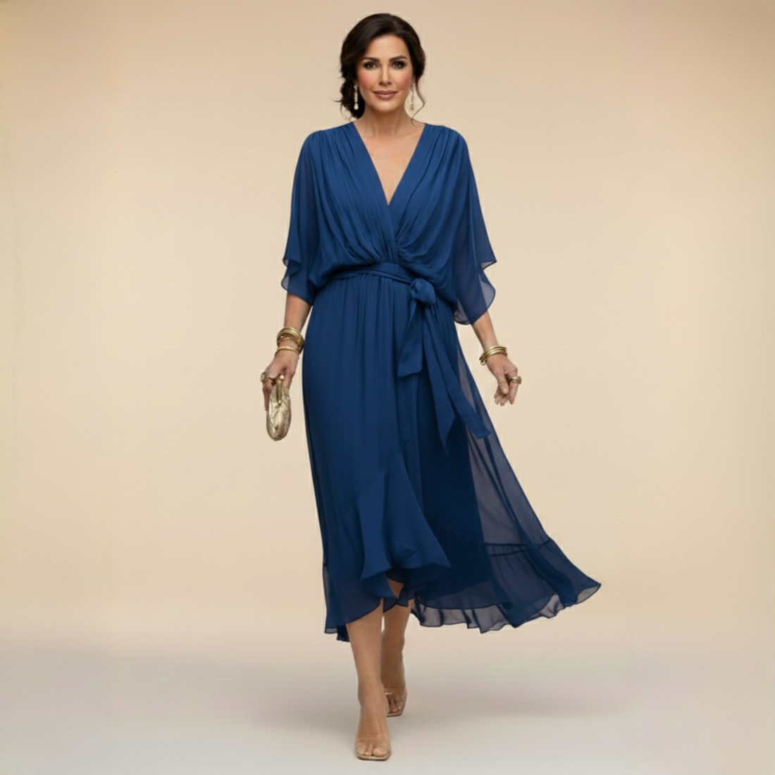 Serena | V-Neck Dress with Ethereal Elegance