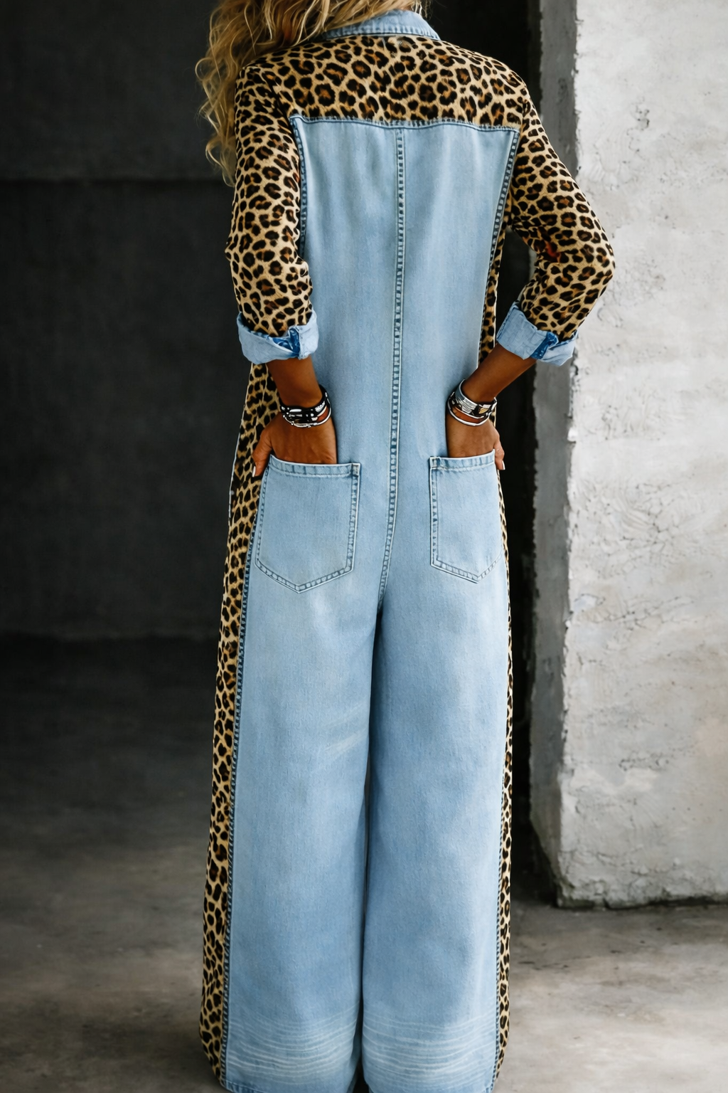 Amanda | Long-sleeve denim jumpsuit