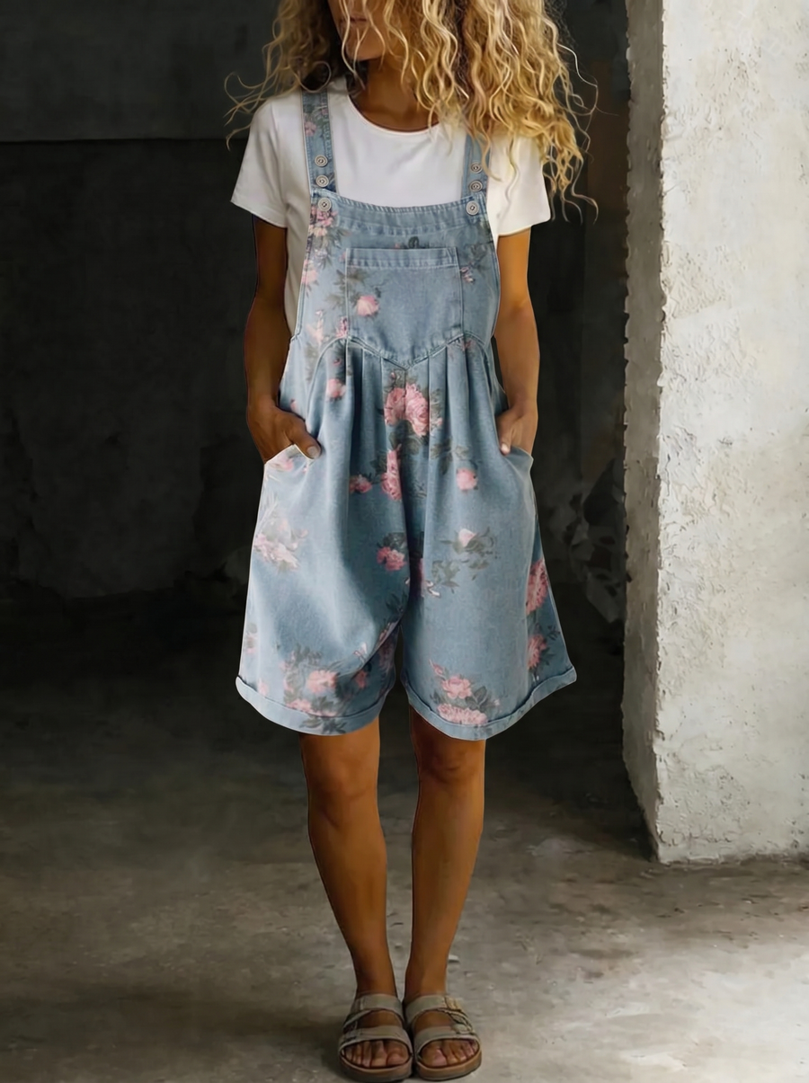 Adriana | Floral Denim Jumpsuit