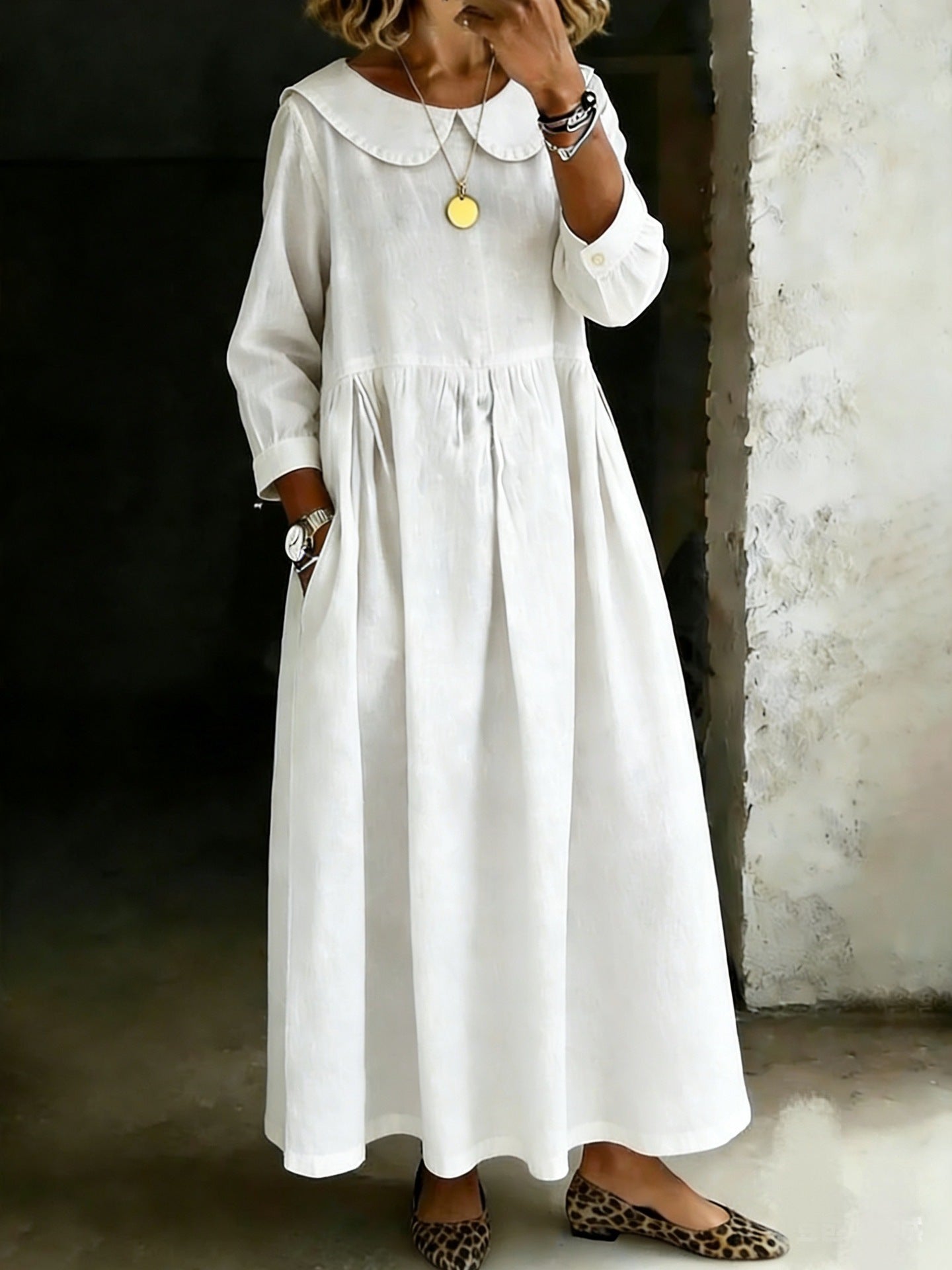Melissa | Long-Sleeve Denim Dress with Round Neck