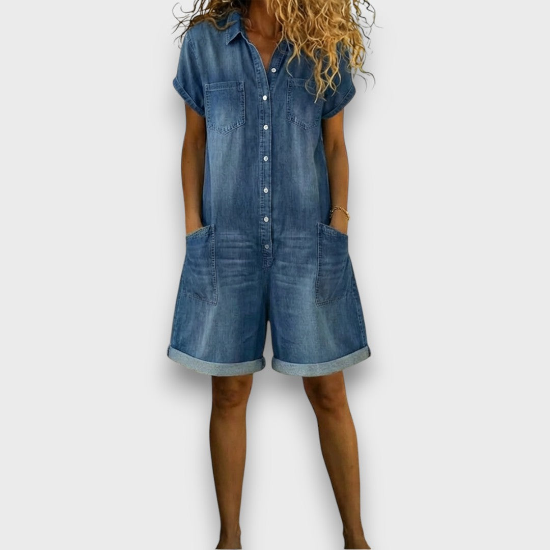 Sofía | Short Vintage Denim Dungarees