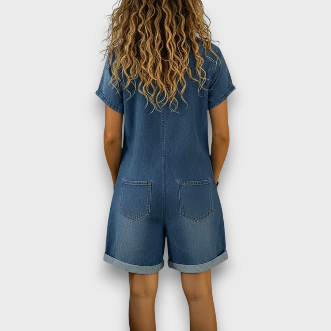 Sofía | Short Vintage Denim Dungarees