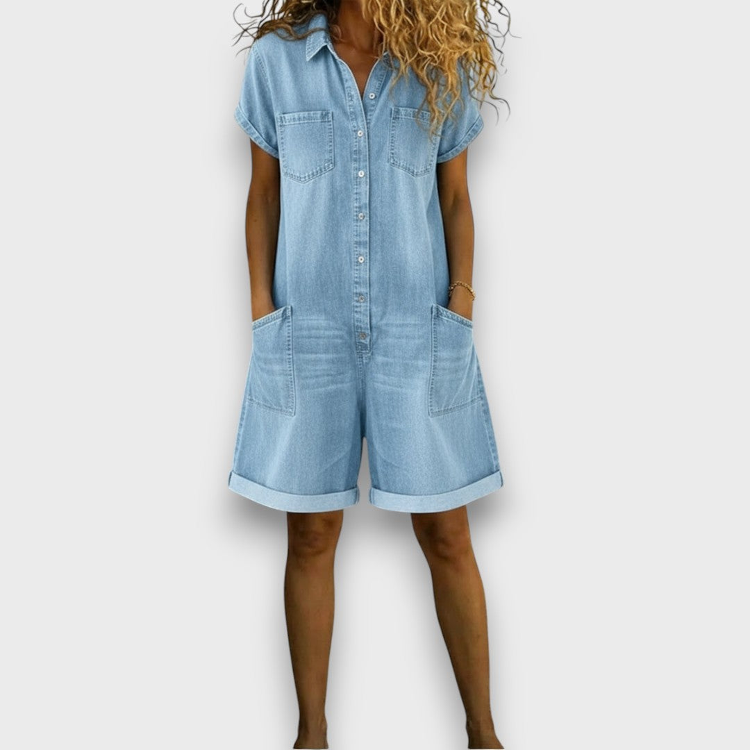 Sofía | Short Vintage Denim Dungarees