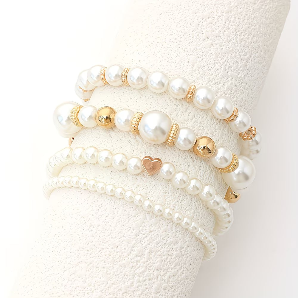 Stella | Pearl Stacking Bracelet Set of 4